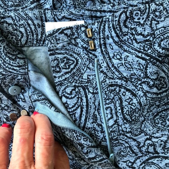 J. Jill Cropped Pants 12 Blue Straight Leg Cotton Blend Casual Front Zip… - Picture 6 of 12